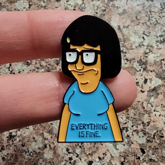 *2 for $13* Tina Belcher "Everything is Ok" Face Bob's Burgers Enamel Pin - Picture 2 of 4